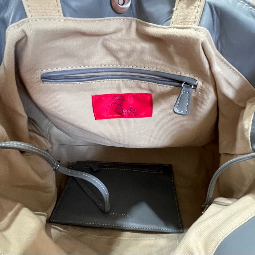💋💋RARE💋💋 Zac Posen Leather And Canvas Tote Bag - Picture 13 of 16